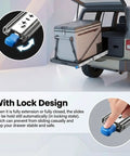 Beefy 53mm Width Heavy Duty Locking Drawer Slides With Lock 3 Fold Full Extension Side Mount Ball Bearing Rails 250 Lb Load Capacity 12 to 40 Inch Range For Cabinets Steel Furniture And DIY Projects shown in vehicle application