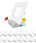 Smooth Six Inch Square Led Recessed Lighting Kit With Easy Tuneable Color Switch Ultra Thin Ceiling Fixtures For No Fuss Home Upgrades And Top Shelf Appeal 16 Pack with color temperature options.