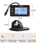 5 Pin E Bike Display For 24V 36V 48V Systems With G51 Color LCD Screen Wireless Control Panel Speedometer And Odometer Ride Ready Black White Screen No 2 Protocol For Seamless Controller Integration, showing measurements and mounting bracket