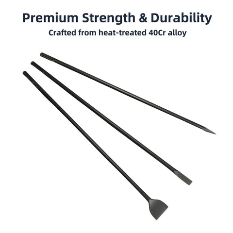 32 Inch SDS Max 3 Piece Chisel Set with 1 Inch Flat Chisel 1 Inch Point Chisel and 3 Inch Scaling Chisel for masonry
