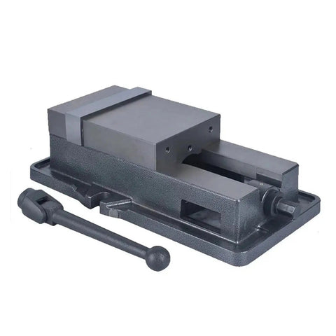 Heavy Duty Rotatable Milling Machine Bench Vice in 5, 6, Or 8 Inch Sizes, hardened steel, used for securing workpieces in workshops.