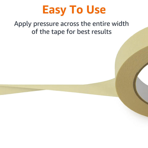 Beige Masking Tape Pack With 0.94 Inch Width And 180 Feet Length Six Rolls Of Light Duty Crepe Tape Unrolled with Easy To Use Text