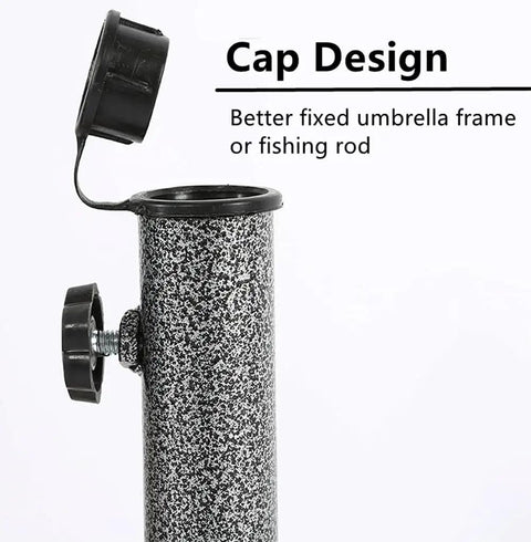 Two Pack Heavy Duty Patio Umbrella Anchor Stand with forked screw stakes, cap design for 22mm to 38mm pole fits, gray finish
