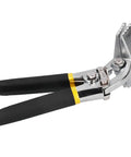 Heavy Duty Sheet Metal Bender And Seamer Tool for roofing panels with flat nose, chrome steel, rubber grip handles, side view