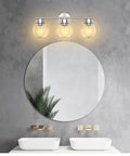 Three Light Bathroom Vanity Light In Brushed Nickel Finish With Clear Glass Shades Wall Sconce For Mirror And Hallway Model WLA1435 BNK
