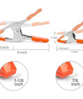 Heavy Duty Spring Clamp Set 4-Inch And 6-Inch Clamps With 1-Inch And 2-Inch Jaw Openings, showing nickel-plated clamps with PVC handles