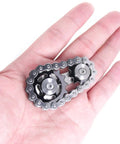 Hand-held Dope Sprocket Linkage Bike Chain Fidget Spinner With Two Gears, Stainless Steel Premium Mechanic Toy For Fingers, gray