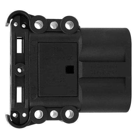 Heavy-Duty Walfront Forklift Cable Connector 160A Male Plug For Dc150V Power Systems black housing view with terminal details.