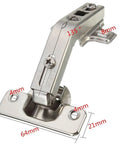 Two Pack Corner Cabinet Door Hinges Set With 135 Degree Opening Soft Close Hardware with measurement labels