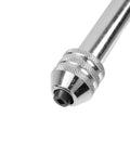 Close-up of Adjustable Ratchet Tap Wrench for M5 to M12 Taps, chrome plated alloy steel, showing anti-slip diamond head.