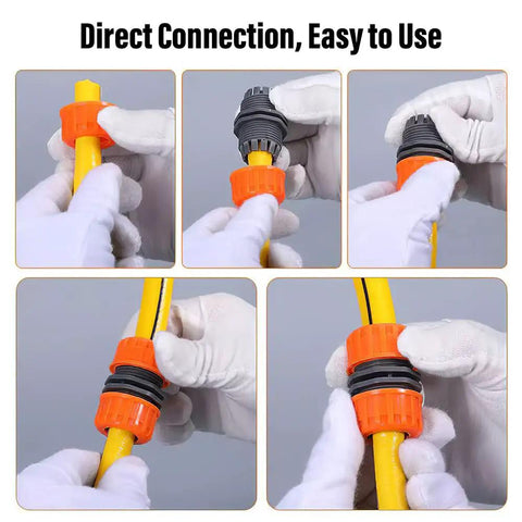 Garden Hose Repair Kit For 1/2 Inch Hoses, Quick Connect Connectors, Hose Extender, Male End Repair in use, close-up view.