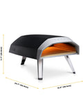 Side view of Koda 12 Inch Gas Pizza Oven For Outdoor Cooking With 28 Millibar Regulator And Gas Hose Portable Outdoor Pizza Oven
