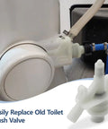 RV Pedal Flush Toilet Water Valve Repair Kit For Select 300 301 310 311 320 321 Series Fits Like A Glove With Freeze Resistant ABS Build And Hassle Free Install Replacement 385311641 installed on RV toilet