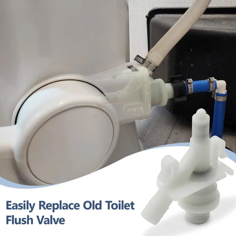 RV Pedal Flush Toilet Water Valve Repair Kit For Select 300 301 310 311 320 321 Series Fits Like A Glove With Freeze Resistant ABS Build And Hassle Free Install Replacement 385311641 installed on RV toilet