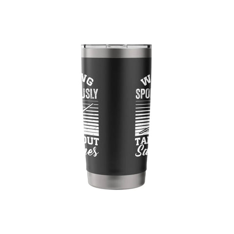 Insulated Stainless Steel Tumbler For Sailplane Pilots And Glider Fans Soaring Sky Aviation Gift, black with white design