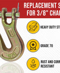 10 Pack Three Eighths Clevis Grab Hooks Grade 70 For Tow Chains And Wrecker Use Forged Alloy Steel G70 Heavy Duty