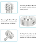 Stainless Steel 1/4 20 Captive Thumbscrews 2 Pack For Camera Cage Rigging And Support Gear showing accurately machined threads and durable aluminum construction.