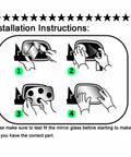Diagram showing how to install the Left Driver Side Mirror Glass Replacement for Volvo 2008-2013 with adhesive pads, no backing plate.