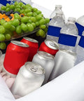 Inflatable Serving Bar For Summer Parties With Ice Chiller, Buffet Station, Drink Holder And Cooler Tray, drinks and fruit setup