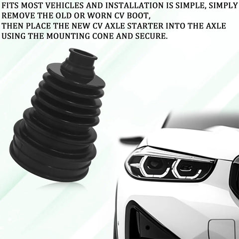 Universal CV Boot Repair Kit Silicone Waterproof Dustproof Axle CV Joint Boot Set With 4 Stainless Steel Clamps And 6 Cable Ties next to a car