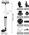 Clear Out Messy Blockages No Sweat With This Rechargeable Electric Plunger Built For Toilets Sinks And Floor Drains Plus An Ergonomic Grip. Features various heads, 58cm tall.