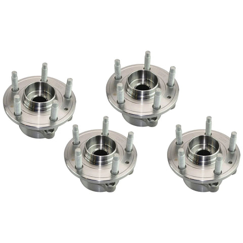 Front and rear wheel bearing and hub assembly set for Ford Explorer 2011-2012 and 2013-2019 police package, 4-piece kit.