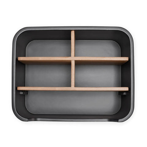 Black Desk Organizer And Remote Holder With Pen And Phone Slot, Multi Purpose Caddy Storage For Office And Home, top view