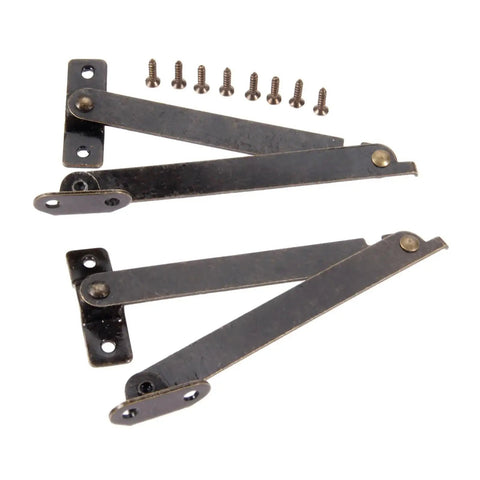 Antique Style Cabinet Hinges Set, 2 Pieces Shutter Hardware For Jewelry Boxes And Wood Chests, 108x11mm, Rustic with screws