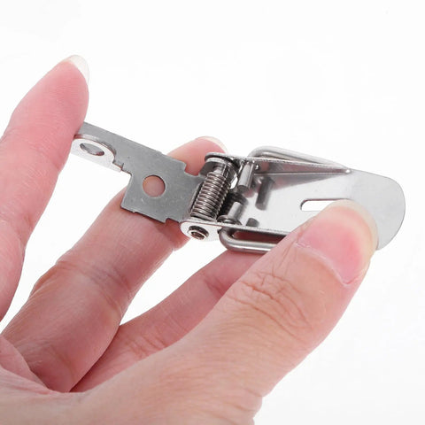 Get Six Nifty 72mm Stainless Steel Toggle Lock Clasps And Screws For Super Easy DIY Box Latching Jobs Without Any Tools In Shiny Silver Finish Today, close-up in hand