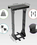 Heavy Duty Under Desk PC Mount With Adjustable Computer Tower Stand For No Sweat Slick Rail Setup and Rock Solid Desk Organization That Handles Any Beefy Desktop Tower, 12.2 x 10 x 6.1 inches
