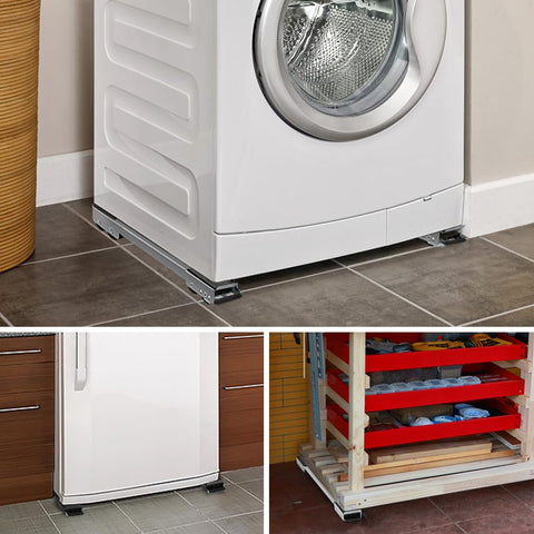Heavy Duty Appliance Rollers For Washing Machines And Refrigerators Extendable Mobile Stand With 24 Dual Wheels And 660 Lb Load Capacity White Furniture Sliders For Fridges And Washers Smooth Glide Floor Protection And Easy Maneuverability