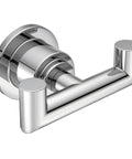 Arris Modern Double Robe Hook Chrome Finish For Bathroom Or Kitchen, Space Saving Towel And Robe Hanger, side view, reflective chrome