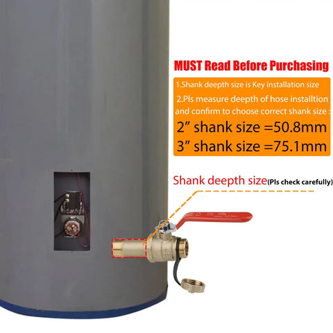 Lead Free Brass Water Heater Drain Valve With Full Port Flow installed on heater
