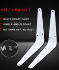Heavy Duty Wrought Iron Shelf Brackets Four Pack White Metal Corner Supports For Wall Mounted Floating Shelves, L shape with screws.
