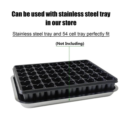 54 Cell Seed Starter Tray Set 2.8 Inch Deep Plug Trays For Easy Germination And Transplantation Reusable on steel tray