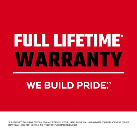Warranty card for Deep Socket Set 1/2-Inch Drive SAE 12-Point, 11-Piece Workhorse illustrating full lifetime warranty offer.