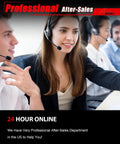 Professional after-sales team providing support at a call center with headsets, focused on customer service.