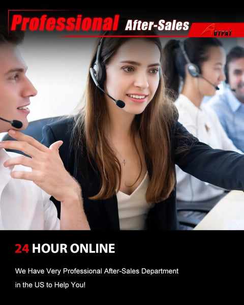 Professional after-sales team providing support at a call center with headsets, focused on customer service.