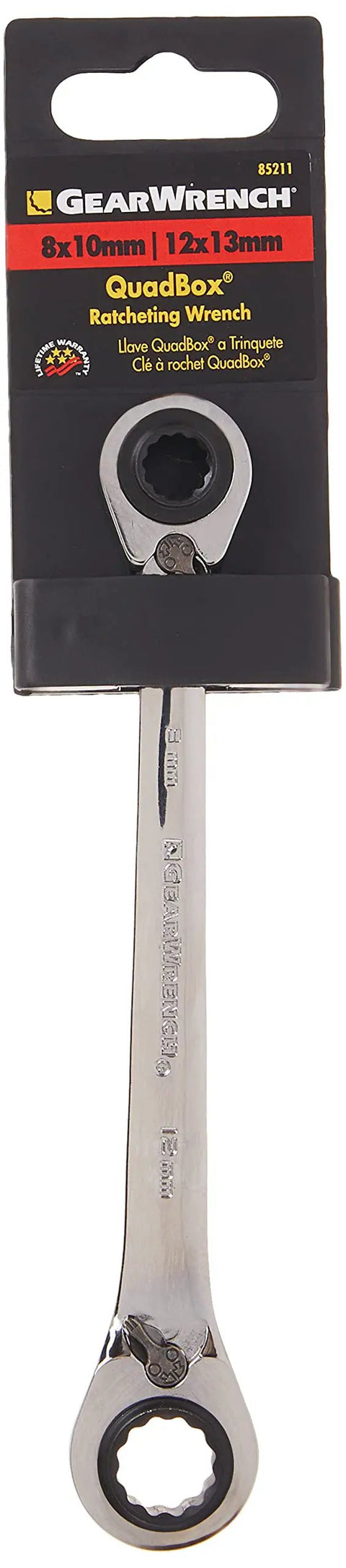 QuadBox 12 Point Reversible Ratcheting Wrench Set With 8 mm X 10 mm And 12 mm X 13 mm Sizes Chrome Finish Pro Grade Build