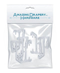 Upgrade Your Window Treatments With These Slick One Inch Mini Blind Valance Clips Clear UV Stable Fit Wood Or Faux Blinds Smooth Install Six Pack in a package.