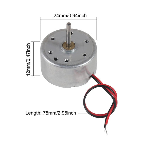 10 Pack Dope Mini DC Motors 3V To 12V For DIY Toys And Electronics Projects, Tiny Electric Motor with dimensions and wires visible.