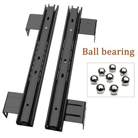 Heavy Duty Ball Bearing Keyboard Tray Slides For Cabinets 240mm Or 290mm Closed Length With 480mm Or 578mm Extended Reach 35mm Wide Smooth Quiet Rustproof Cold Rolled Steel Drawer Guides, black steel
