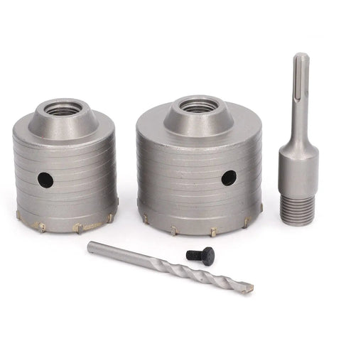 Heavy Duty Semme 5 Pcs Concrete Hole Saw Set With Yg8 Alloy Drill Bits For Masonry Stones Bricks Wall Cutting Featuring Laser Welded Carbide Tips And Super Durable Power That Keeps It Real Smooth Any Job, 2 hole saws, bits