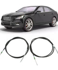 Universal Boss Grade Parking Brake Cable Kit With Reinforced Abs Plastic Handbrake Assembly Built For Custom Whips And Heavy Duty Trucks Bulletproof Fit For Drum Or Disc Brakes No Sweat Install with black vehicle and two cables.