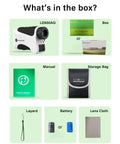 Golf Rangefinder With Pin Seeker And 6X Magnification, Tracks Distances Up To 650 Yards, accessories in box display