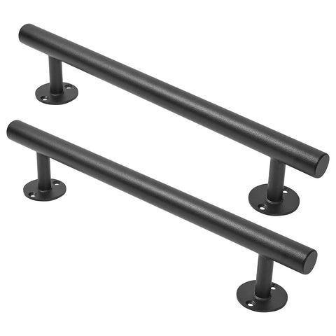 16 Inch Black Metal Door Pull Handles Set of 2 for Exterior and Interior Doors, durable iron pipe with 1 inch diameter.