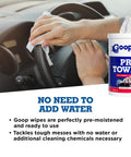 Go To Heavy Duty Cleaning Wipes for Tough Multi Surface Jobs, Extra Large 10x12 Inch Towels shown cleaning car interior, 90 count