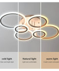 Dope Modern 6 Ring LED Ceiling Light With Remote And App Control, Dimmable 3000K-6000K Flush Mount Fixture