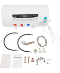 Heavy Duty 50L Horizontal Electric Water Heater With Digital Temperature Control And 110V US Plug Stainless Steel Inner Tank, installation parts included.