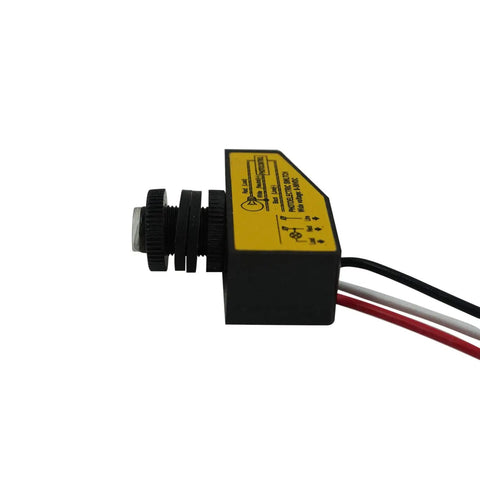 Side view of Dusk To Dawn Outdoor Light Sensor Switch, DC 8-50V Photoelectric Switch with 3.5A Load, showing wiring and components.